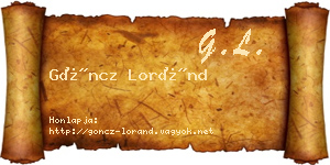Göncz Loránd névjegykártya